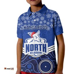 Custom North Melbourne Football Christmas Kid Polo Shirt Merry XmasMix Aboriginal Art