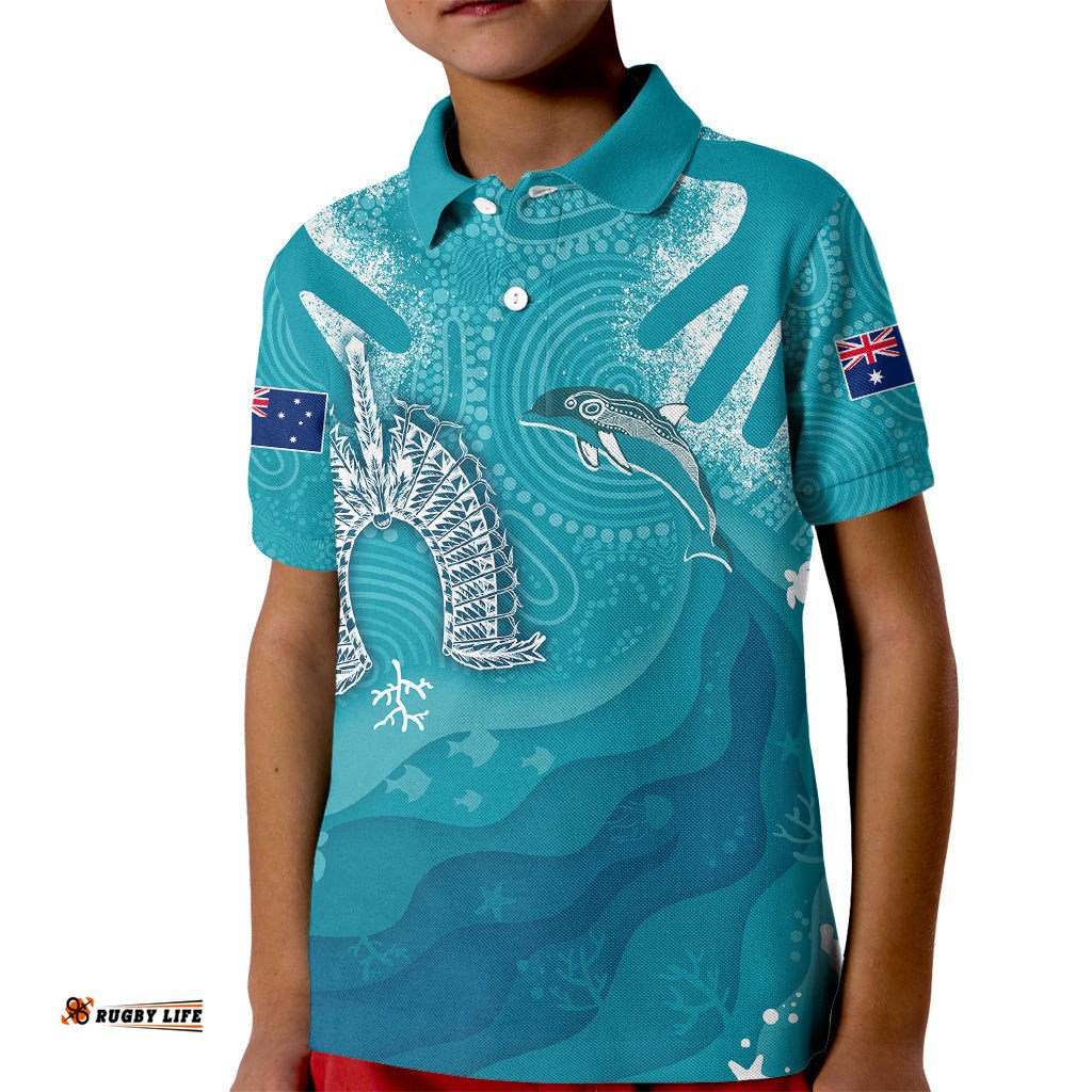 NAIDOC WeekKid Polo Shirt For Our Elders Torres Strait Dolphin Aboriginal Dot Arts
