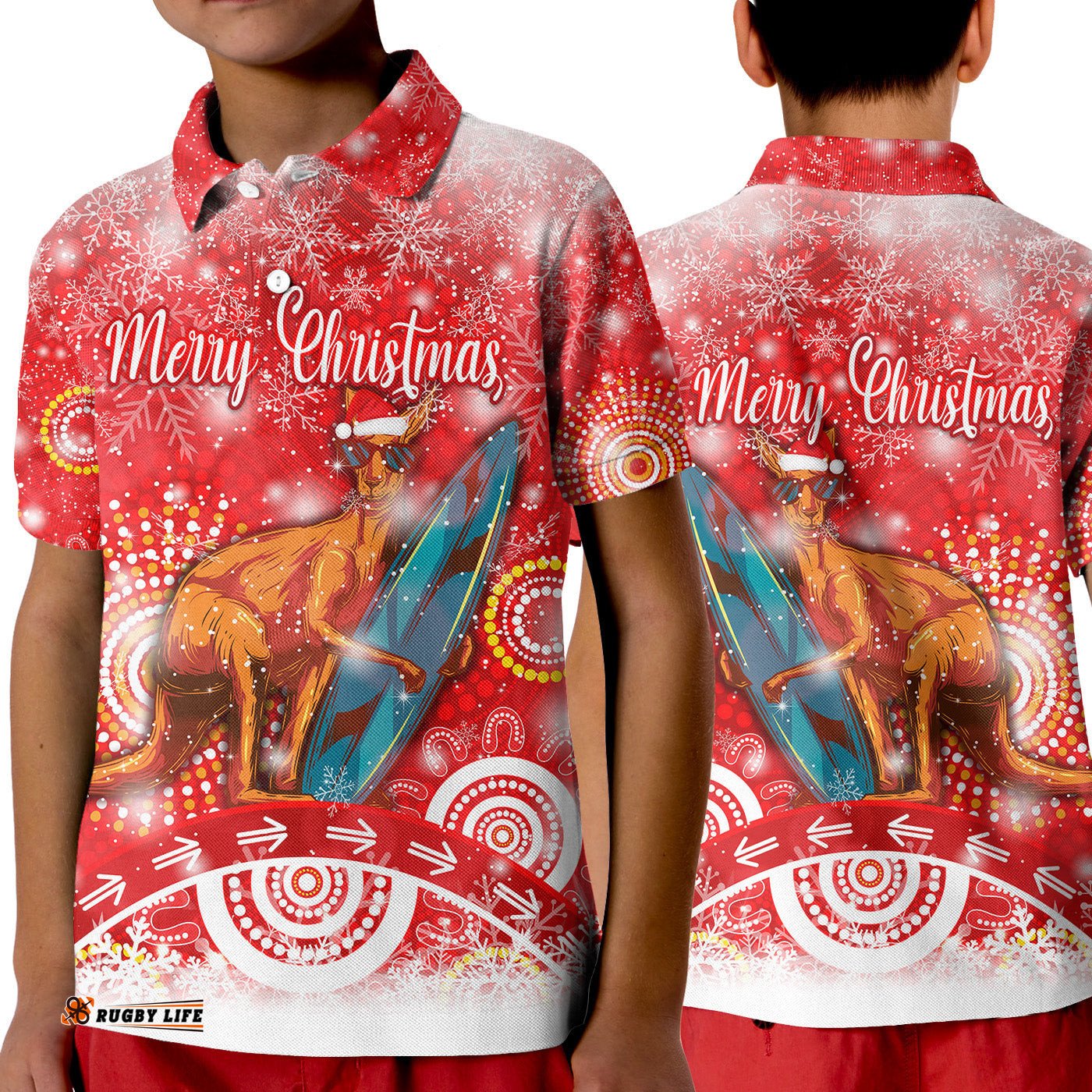 Australia Kangaroo Christmas Polo Shirt KID Original Style - Red