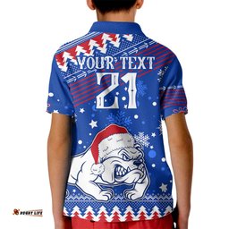 Bulldogs Football Kid Polo Shirt Christmas Vibe-