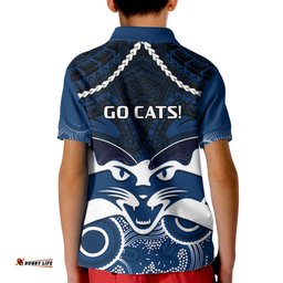 Geelong Football Kid Polo Shirt Go Cats Aboriginal Mix Polynesian Pattern