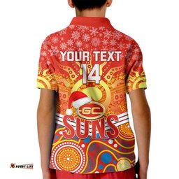 Custom Suns Football Christmas Kid Polo Shirt Merry XmasMix Aboriginal Art