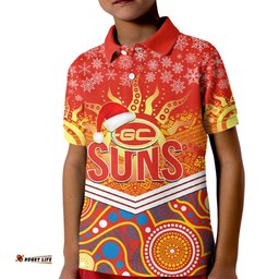 Custom Suns Football Christmas Kid Polo Shirt Merry XmasMix Aboriginal Art