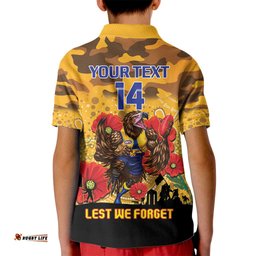 Custom Eagles Football ANZAC Kid Polo Shirt Gallipoli Camouflage With Poppies