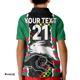 Custom Text And Number NRL Combine Rabbitohs and Panthers Kid Polo Shirt