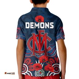 Demons AnzacPolo Shirt KID Melbourne Football Aboriginal Poppy