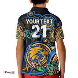 Custom Eagles Football Aboriginal Art Kid Polo Shirt NAIDOC Indigenous Tribal