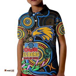 Custom Eagles Football Aboriginal Art Kid Polo Shirt NAIDOC Indigenous Tribal