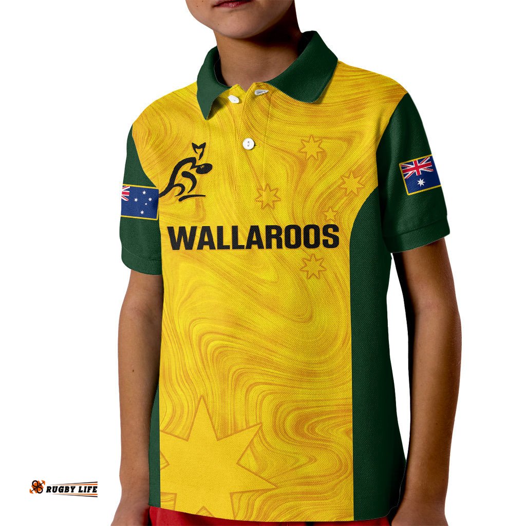 Australia Rugby Kid Polo Shirt Go Wallaroos Pacific Simple Version-