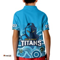 Titans Rugby Polo Shirt KID Gold Coast 2007 Aboriginal Art