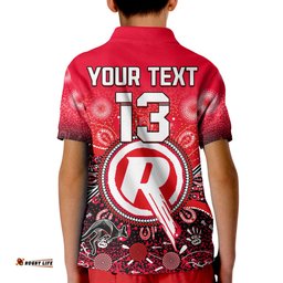 Custom Text and Number Melbourne Renegades Polo Shirt KID Cricket Aboriginal