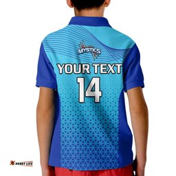 Custom Text And Number Aotearoa Netball Polo Shirt KID Northern MysticsANZ Premiership