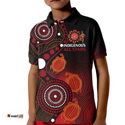 Custom Text And Number Australia Indigenous Rugby Kid Polo Shirt All Stars Aboriginal Turtle
