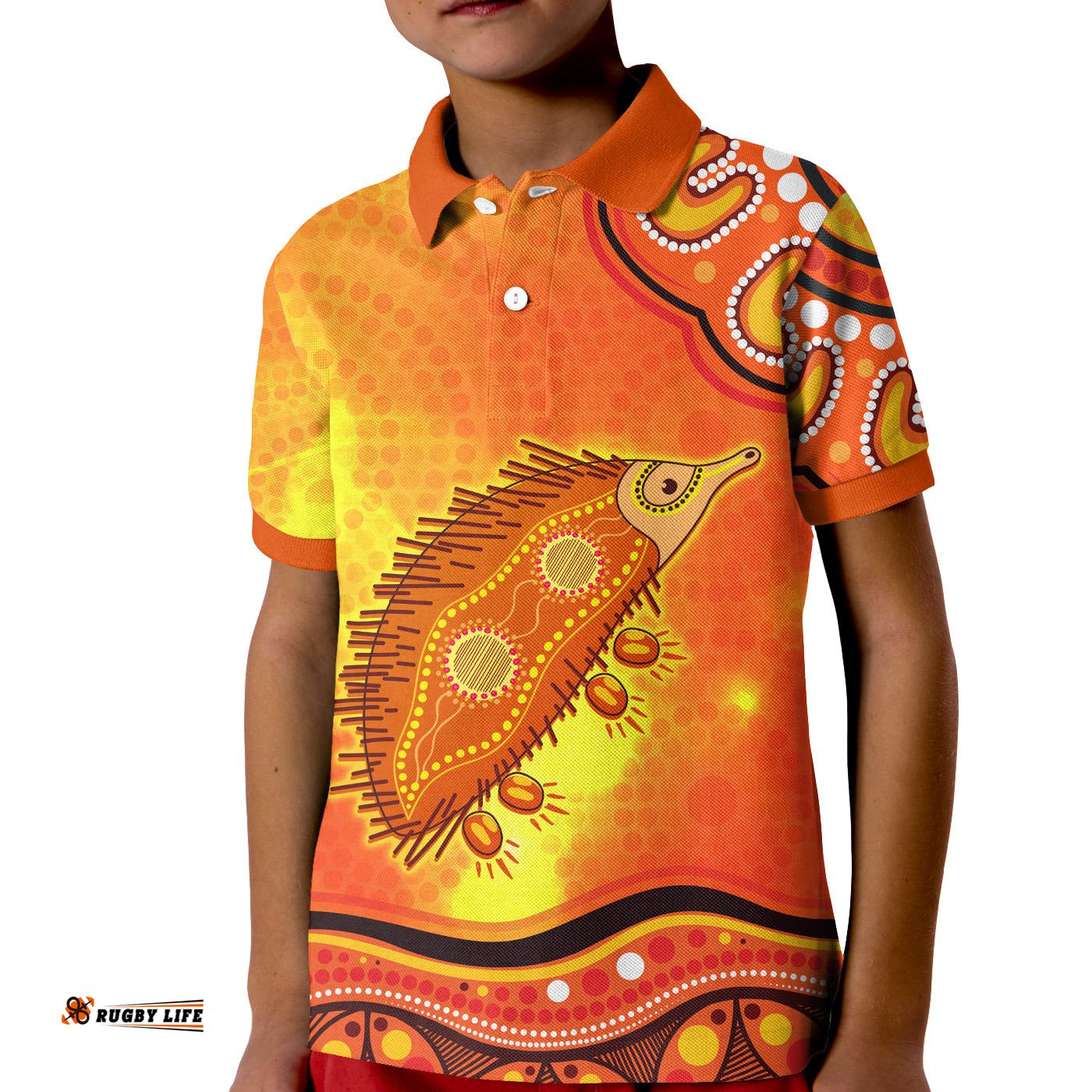 Echidna Aboriginal Polo Shirt KID Australian Animal