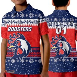 Custom Personalised Sydney Roosters Polo Shirt KID Christmas Simple Style - Blue