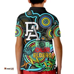 Port Adelaide Football Aboriginal Art Kid Polo Shirt NAIDOC Indigenous Tribal