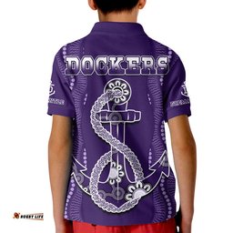 Dockers Football Polo Shirt KID Fremantle Anchor Mix Aboriginal Pattern Dynamic Style