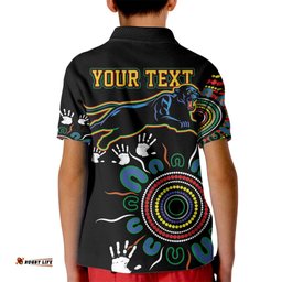Personalised Panthers Aboriginal Dot Kid Polo Shirt Go the Mighty Panthers