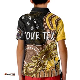 Personalised NAIDOC WeekAFL Hawks Kid Polo Shirt Aboriginal Dot Art Lizard Mix Boomerang