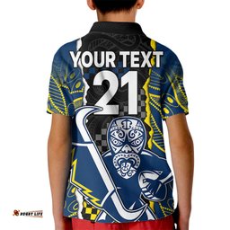 Custom Text And Number NRL Combine Warriors and Cowboys Kid Polo Shirt Maori mixed Aboriginal