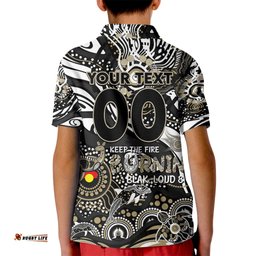 Custom NAIDOC Week 2024 Magpies Kid Polo Shirt Aboriginal Animals Keep The Fire Burning