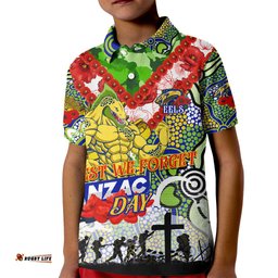 Personalised Eels ANZAC Day Kid Polo Shirt Aboriginal Rising Sun