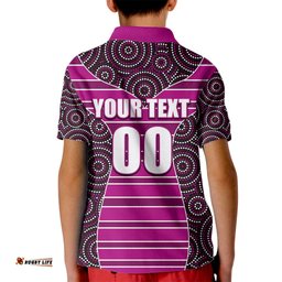 NRL - Boncos Kid Polo Shirt Mix Dot Aboriginal Pink Version