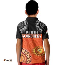 Perth Scorchers Cricket Kid Polo Shirt Aboriginal Double Boomerang