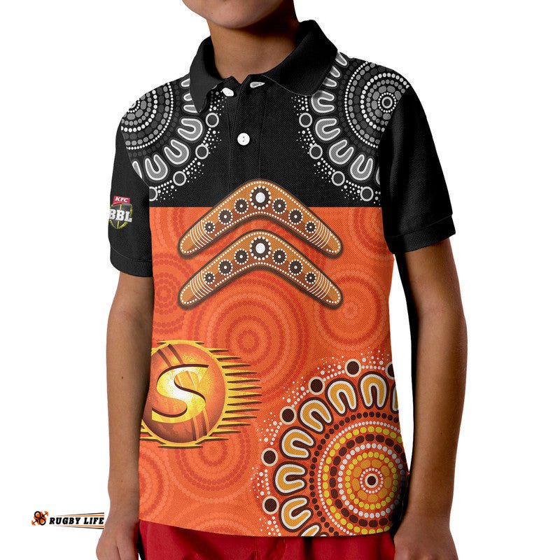 Perth Scorchers Cricket Kid Polo Shirt Aboriginal Double Boomerang