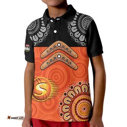 Perth Scorchers Cricket Kid Polo Shirt Aboriginal Double Boomerang