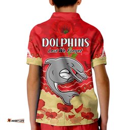 Dolphins Rugby Polo Shirt KID ANZAC Day Lest We Forget