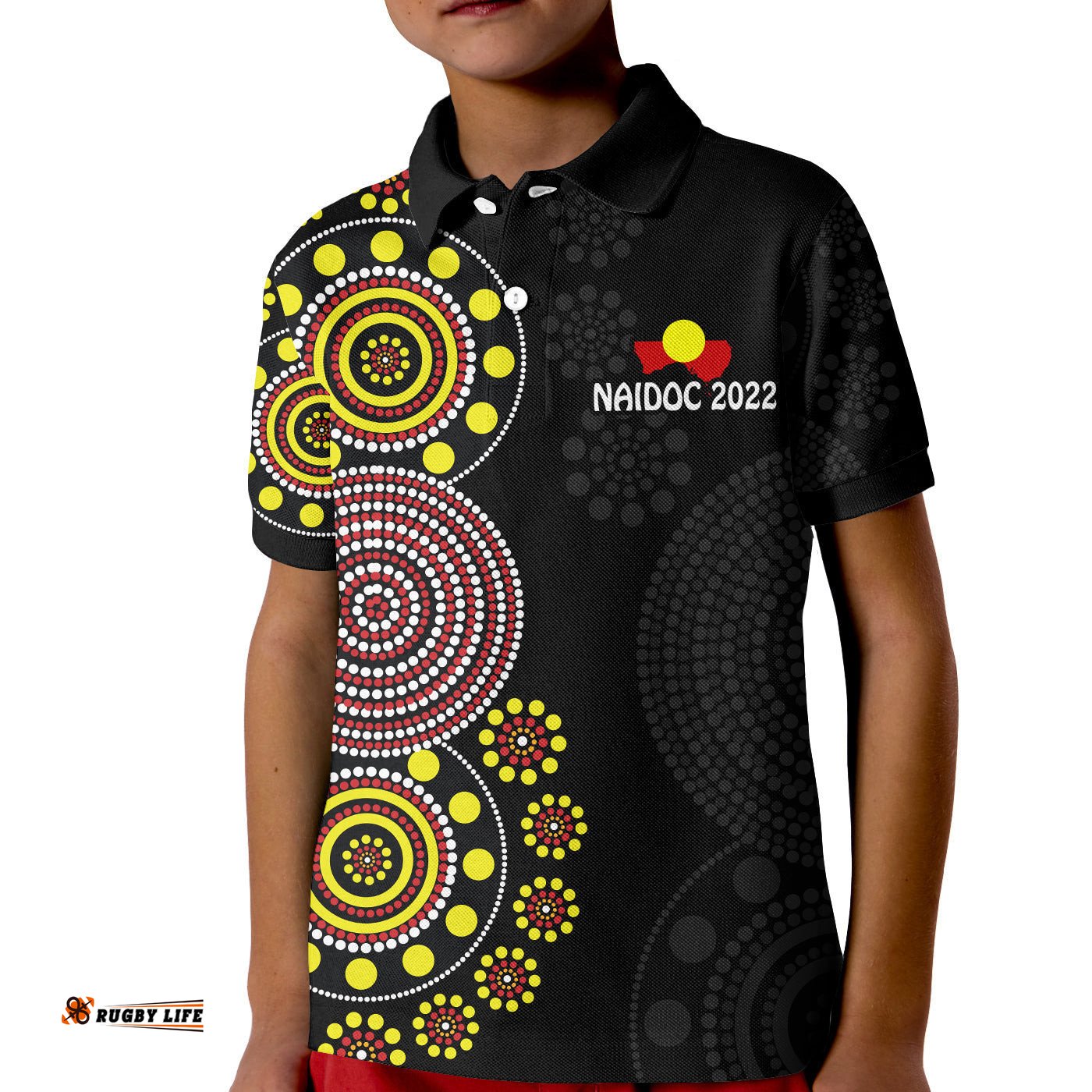 NAIDOC WeekPolo Shirt KID Version Aboriginal Dot GET UP
