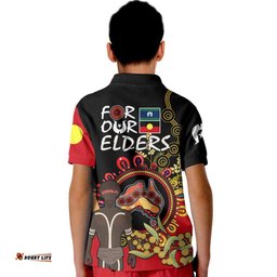NAIDOCIndigenous Kid Polo Shirt Australia Map With Golden Wattle