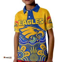 Custom Text and Number Eagles AnzacPolo Shirt KID West Coast Aboriginal Remember Them