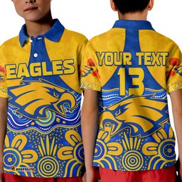Custom Text and Number Eagles AnzacPolo Shirt KID West Coast Aboriginal Remember Them