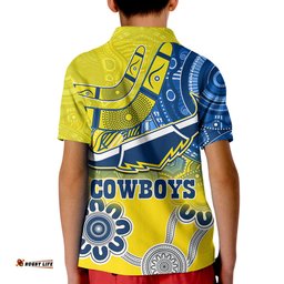 Cowboys Rugby Polo Shirt KID Aboriginal Boomerang Go Premiers North Queensland