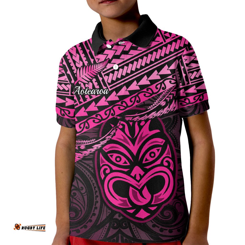 Matariki New Zealand Kid Polo Shirt Maori New Year Tiki Pink Version