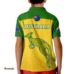 Australia Soccer Polo Shirt KID Socceroos Dots Kangaroo Simple Style