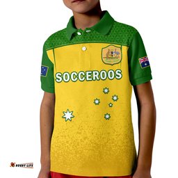 Australia Soccer Polo Shirt KID Socceroos Dots Kangaroo Simple Style
