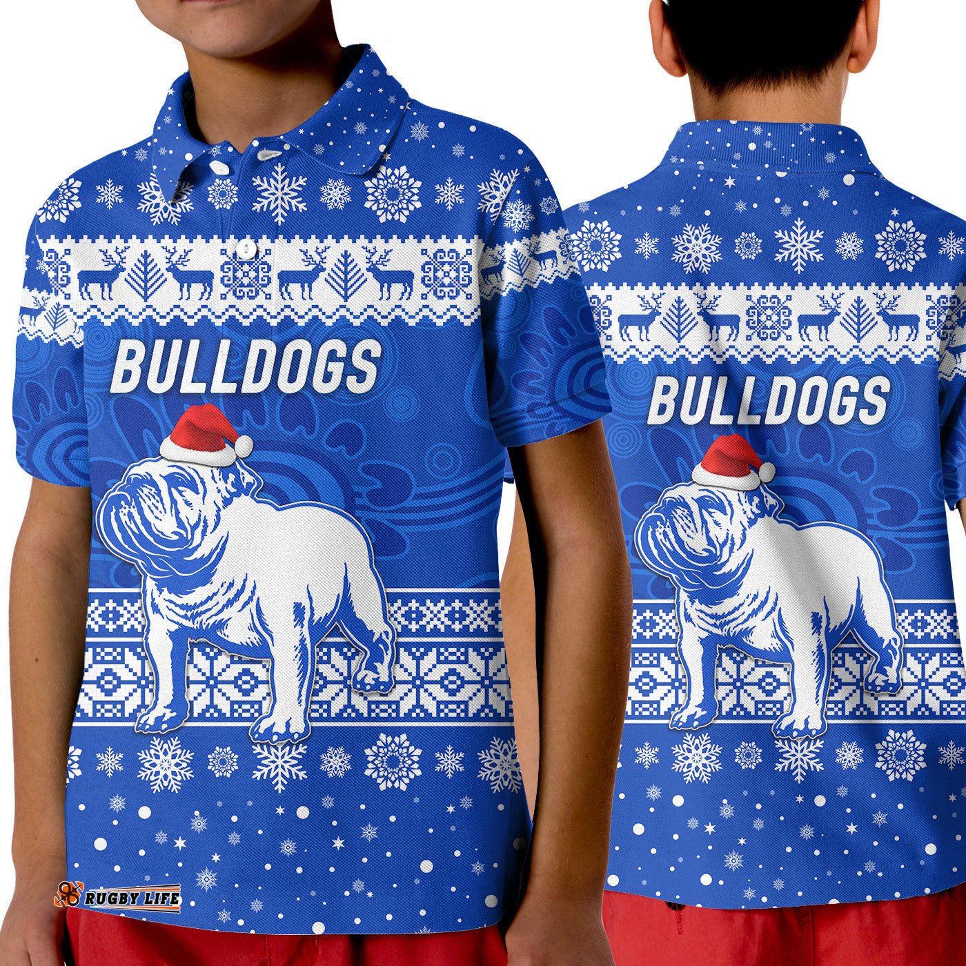 Canterbury-Bankstown Bulldogs Polo Shirt KID Christmas Simple Style - Blue
