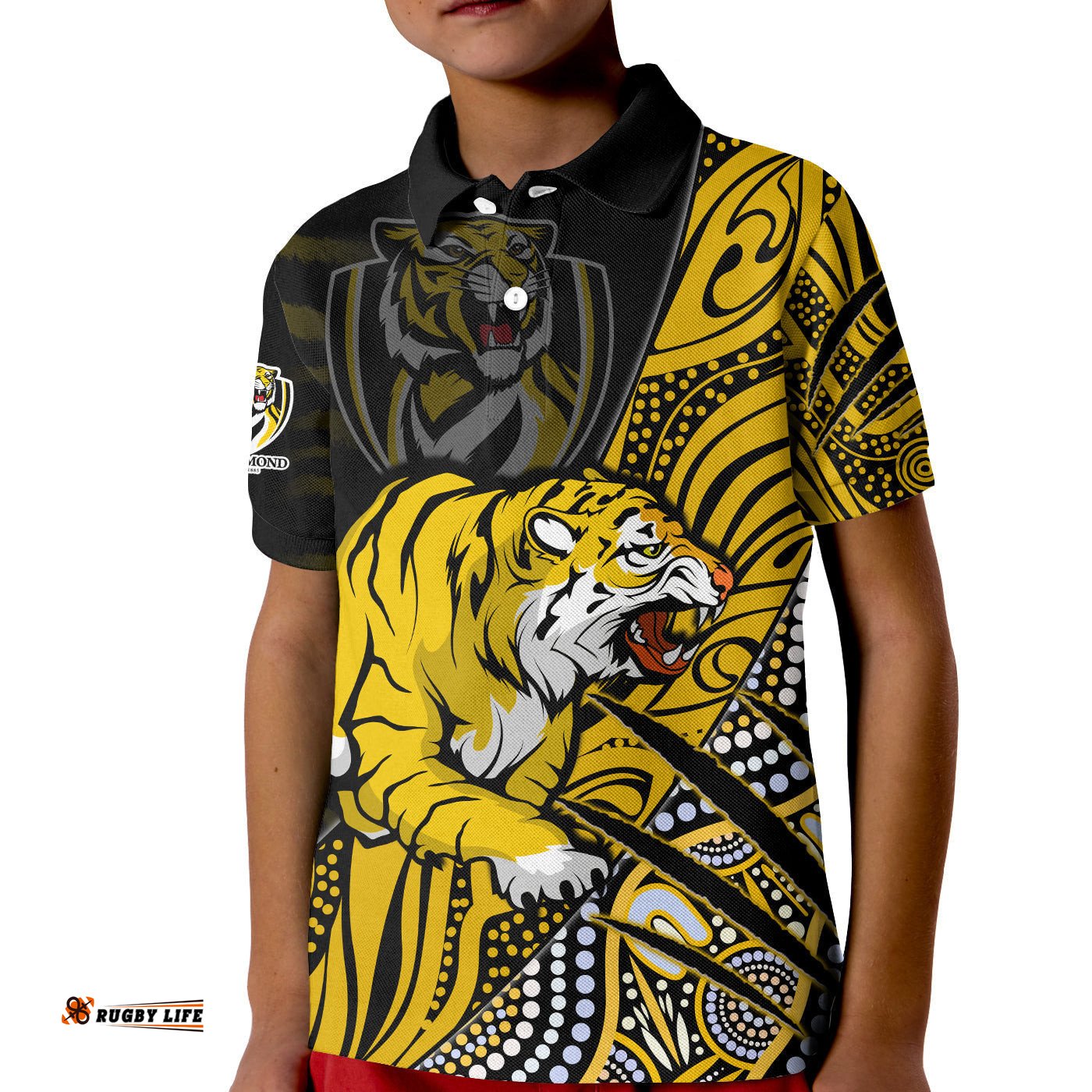 Richmond Football Polo Shirt KID Aboriginal Go The Tigers Premiers