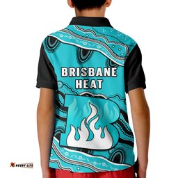 Brisbane Heat Cricket Polo Shirt KID Aboriginal Painting
