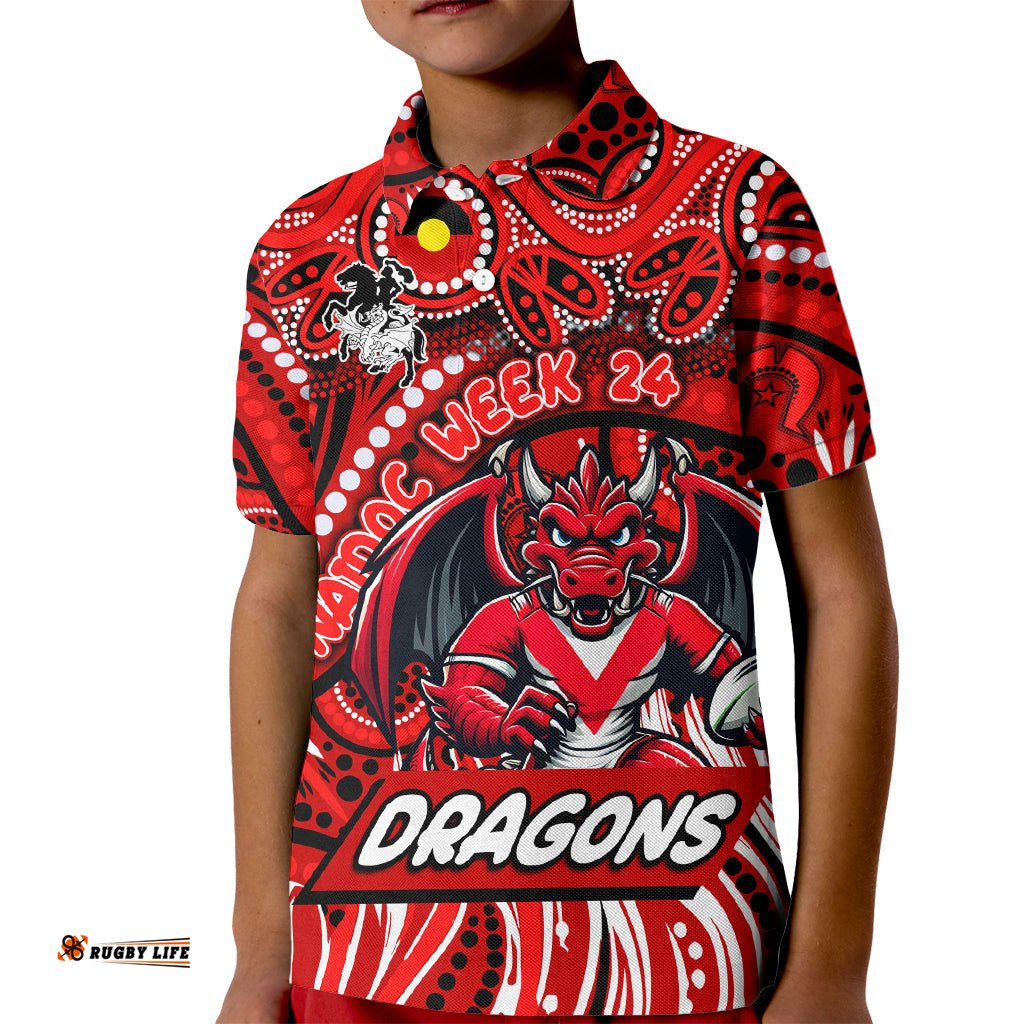Custom Australia NAIDOC Week 2024 Kid Polo Shirt Dragons Mascot Keep The Fire Burning