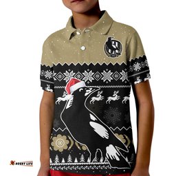 Custom Personalised Collingwood Football Polo Shirt KID Magpies Indigenous Merry Christmas