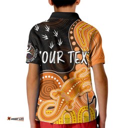Personalised NAIDOC WeekAFL Giants Kid Polo Shirt Aboriginal Dot Art Lizard Mix Boomerang