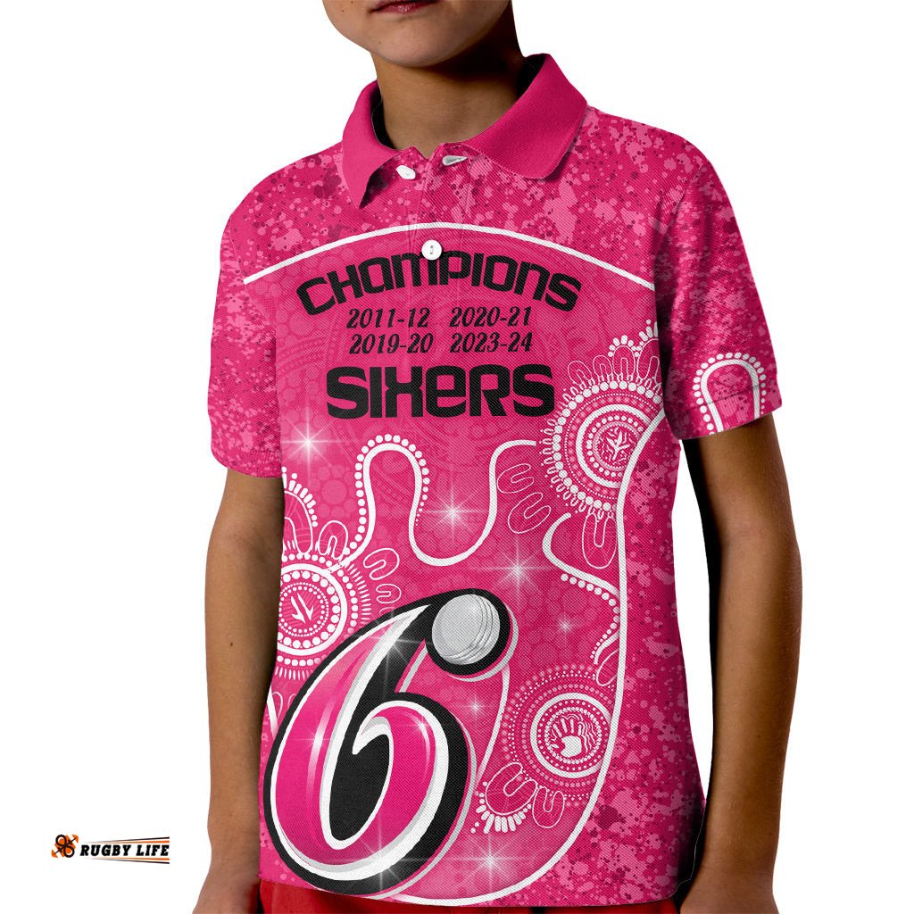 Custom Sydney Sixers Cricket Kid Polo Shirt The Fourth Time Champions Aboriginal