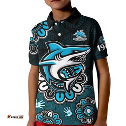 NRL Cronulla-Sutherland Sharks Rugby Sharkies 1963 Aboriginal Kid Polo Shirt