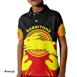 Rabbitohs Indigenous Polo Shirt KID Style Aboriginal Flag