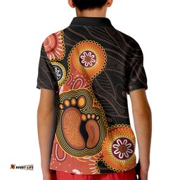 Australia Mothers Day Kid Polo Shirt Mom And Baby Footprint Indigenous