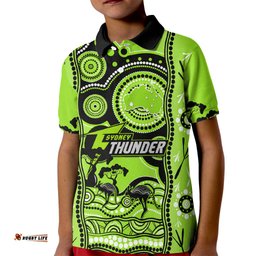 Custom Sydney Thunder Cricket Kid Polo Shirt Happy Australia Day Aboriginal Art